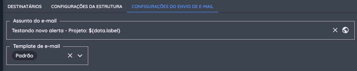 Configuração do envio de e-mail