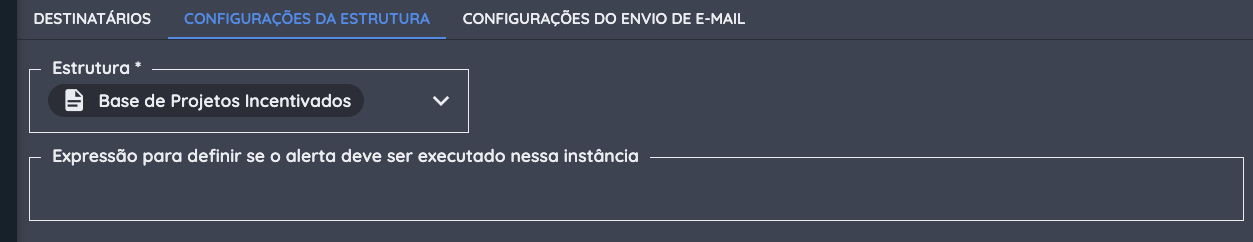 Configuração da estrutura