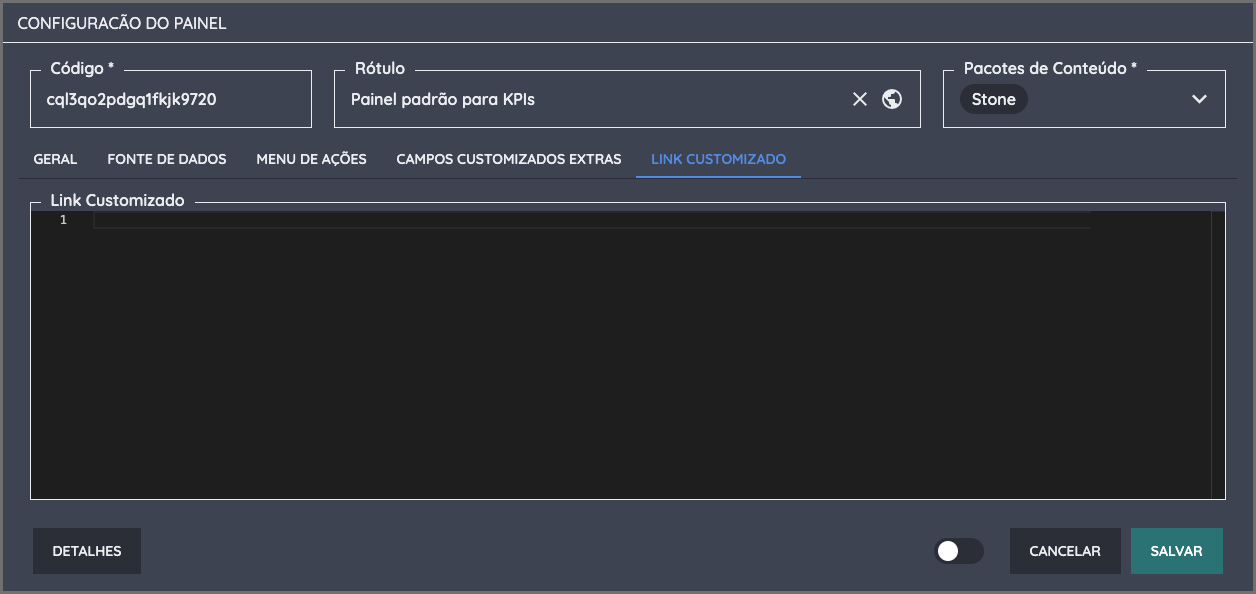 Configuração de Link Customizado