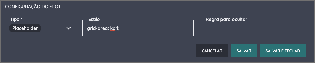 Configuração de Slot Placeholder